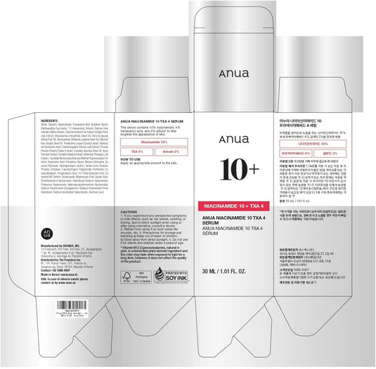 ANUA 10% Niacinamide + 4% TXA Serum, Ceramide, Hyaluronic Acid 30ml